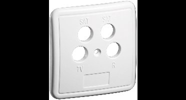 Goobay 4-gaats Afdekplaat voor Antenne Wandcontactdoos | Witte Kunststof Afdekplaat voor TV/Satelliet/Radio | Universele Antenne Afdekking