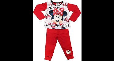 Disney Minnie Mouse - Pyjama - Rood met wit - Kinderpyjama - maat 104/110