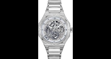 HUGO HU1530377 #GRAIL SKELETON Heren Horloge - Mineraalglas - Staal - Zilverkleurig - 44 mm breed - Quartz - Vouw/Vlindersluiting - 5 ATM (douchen)