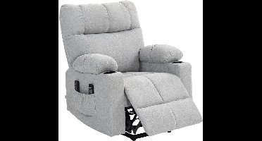 Massagestoel - Relaxfauteuil - Zetel - Sta op stoel elektrisch - Stof - 1 persoons - Met armleuning - Zeer comfortabel - Elektrisch - Lichtgrijs