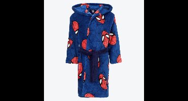 Spiderman badjas - fleece - capuchon - kamerjas - ochtendjas - duster - blauw - maat 98/104 - 3/4 jaar