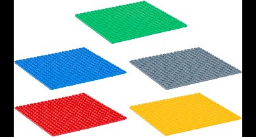 Eddy Toys Bouwplaten voor Bouwstenen - 29784 - 16x1 - Base Plate Compatibel met Meeste Gangbare Bouwstenen - Bouwplaat in Rood Blauw Groen Geel Grijs - Basisplaat voor Constructies -