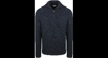 Suitable Deep Zip Pullover Boiled Wool Donkerblauw (navy) - Maat XXL - Heren - Schipperstrui - Schipperstrui met rits - Volwassen mannen