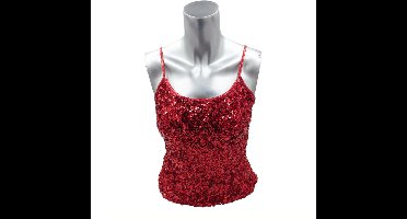 Sexy Glitter Top Rood Maat L – Wetlook Haltertop met Open Rug – Kinky Pleasure