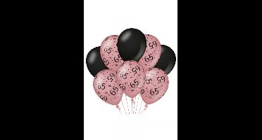 Ballon 65 roze zwart 30 cm per 8 stuks