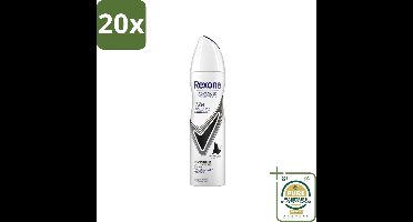 20 x Rexona - Deodorant Spray - Invisible On Black+White Clothes - Tegen Vlekken - 150 ml - Grootverpakking - Onbepaalde Vlekken - Onzichtbare Bescherming - Zweetbehandeling - Anti-transpirant Spray - Vlekken Op Witte Kleding