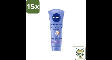 15 x NIVEA - Handcrème - Zachte Handen & Nagelverzorging - Natuurlijke Macadamia & Lotusbloem - 100 ml - Grootverpakking - Handcrème - Handen Verzorgen - Nagelverzorging - Zachte Handen - Sterke Nagels