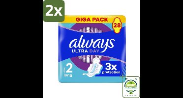 Always - Maandverband - Long - 28 Maandverband - Voordeelverpakking - 2 stuks - Maandverband - Maandverband met vleugels