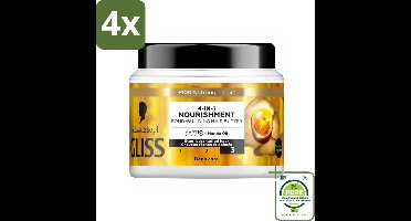 Gliss - Haarmasker - 4in-1 Hair Butter - Voor Intensieve Herstelverzorging - 400 ml - Voordeelverpakking - 4 stuks - Haar masker - Haar herstel