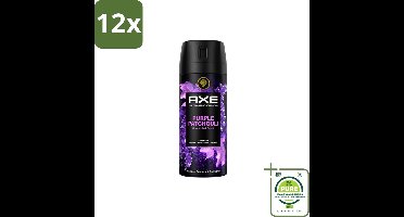 AXE - Deodorant Spray - Purple Patchouli - Verfrissend - Kruidige Geur - 150 ml - Voordeelverpakking - 12 stuks - AXE deodorant - Deodorant spray