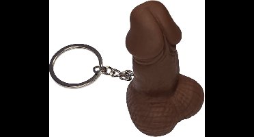 Humoristische Donkerbruine Silicone Penis Sleutelhanger – Grappige Gadget voor Feestjes & Cadeautjes