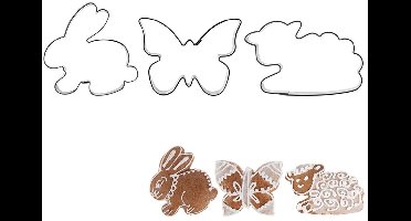 Orion - Stalen Koekjesvormen - Paashaas - Vlinder - Lammetje
