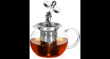 Orion - Glazen Theepot met Infuser - 800 ml - Hittebestendig - Roestvrij Staal