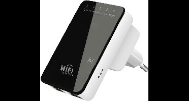 RVV® Wifi Versterker Stopcontact - Wifi Versterker - 300 Mbit/s - wit en zwart, 5cm x 7cm x 8cm