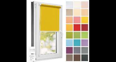 Estika Roller Blind No Drilling - 80 cm x 220 cm - Lemon - 25 Fabric Colours, Clip-on Assembly, Window Curtains for Interior, Privacy for Windows and Balcony Doors (Fabric Width 60 cm)