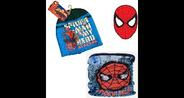 Marvel Spiderman Set - Muts + Colsjaal - Blauw - Maat 54 cm - ± 4-8 jaar
