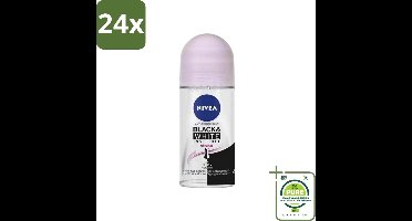 Nivea - Deodorant - Roller - Invisible for Black & White Clear - 50 ml - Voordeelverpakking - 24 stuks - NIVEA deodorant - Antitranspirant