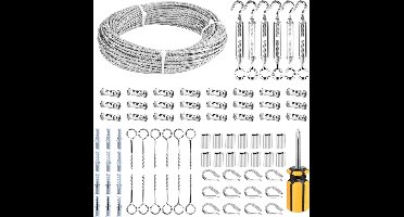 EGoods - Tuindraad 30 meter met roestvrijstalen kabel en spanschroef - Kabelrailing kit voor klimplanten en hek - 3mm draadkabelkit