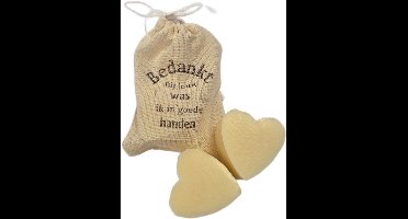 Cadeautje voor de juf / meester: Linnen zakje met 2 hartjes ylang ylang - Bedankt dat je er voor mij was - cadeautje afscheid - afscheidscadeau