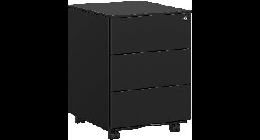 Sierra Archiefkast, mobiele archiefkast, afsluitbaar, met 3 laden, opslag van dossiers, kantoorbenodigdheden, voorgemonteerd, kantoor, thuiskantoor, 39 x 45 x 55 cm (L x B x H), mat zwart OFC63BK