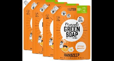 Marcel's Green Soap Handzeep Navulling - Grootverpakking - Sinaasappel & Jasmijn - 4 x 1L
