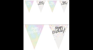 Vlaggenlijn iriserend 4 m Happy Birthday