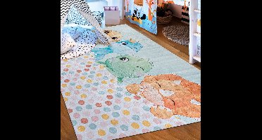 Mazovia Tapijt Kleurrijk Modern Dinosaurussen - Kinderkamer - Rechthoek Voeten Vloerverwarming Machinewasbaar OEKO-TEX® Certificaat Kleurrijk - 120 x 170 cm