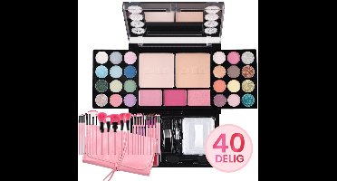 Diamond Beauty Box met Spiegel – Extra Kleine Make Up set voor Meisjes – Kinder Make Up Gevuld - Met Spiegel en Premium Kwasten, Voor Onderweg & Als Cadeau – Veganistische Cosmetica – Extra Klein