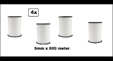 4x Krul lint wit 5mm x 500m - Krul lint kerst thema feest decoratie kado kado black and white verjaardag
