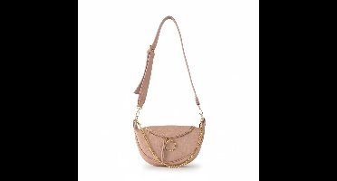 Nude Leren Crossbodytas Ring & Chain - Leren Schoudertassen - Leren Crossbodytassen - Ring & Ketting detail - Nude