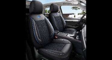 Autostoelhoezen voor Toyota Auris E150 2007-2012 | Set van 2 | AIS202 | Zwart met blauwe stiknaden