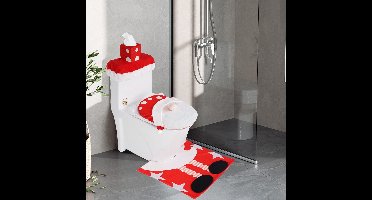 Mmgoqqt 1-Delige Kerst Polka Dot Toilet Cover - Toiletbrilhoes - Rood - Standaardmodel - Anti-Slip - Wasbaar - Kerst Decoratie