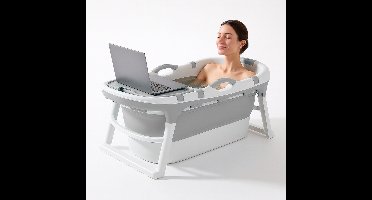 FlinQ Opvouwbaar Bad - Ligbad voor Volwassenen - Inklapbaar Bad voor in de Badkamer - Mobiele Zitbad - Ook Geschikt voor Kinderen - 121 cm - Grijs
