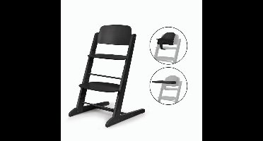 CYBEX IRIS 3-in-1 Convertible Kinderstoel - Hout - Babyset & Tray Inclusief - Prachtig Zwart