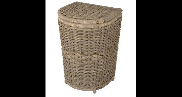 MigoStyling - Wasmand - Halfrond - Grey - Met deksel - Riet - Rotan - Grijs