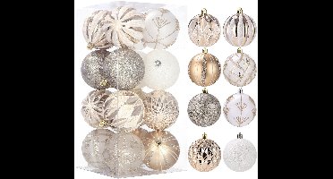 Boraboi® Set van 16 onbreekbare champagnegouden kerstballen voor feestelijke decoratie