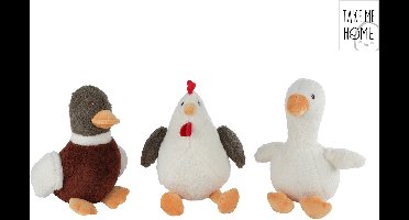 Pluche gans, eend en kip knuffels 22cm - zachte speelgoed dieren.