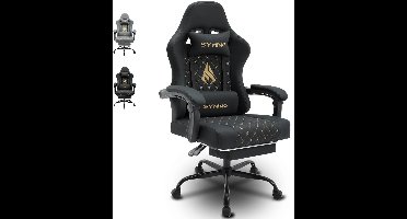 LeeuwenChoice® Ergonomische Bureaustoel - Gamingstoel Racestijl - Verstelbare Armleuningen - Verstelbare Voetensteun - Zwart