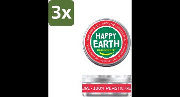 Happy Earth – Deodorant Balm – 100% Natuurlijk Floral Patchouli – 45 g - Bulkverpakking - 3 stuks