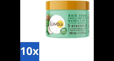 10 x Lovea – Haarmasker – Kokos & Groene Thee 3-in-1 – Herstellend en verzachtend – 390 ml - Kabel - Kabels - Kabelsysteem - Kabelsysteem