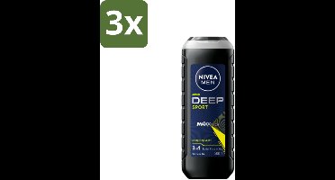 NIVEA MEN - Douchegel - Deep Sport - 500 ml - Bulkverpakking - 3 stuks