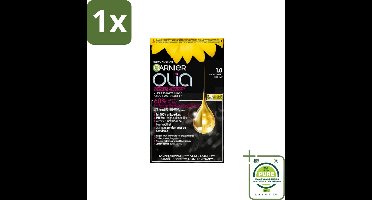 1 x Garnier - Olia 1 - Haarkleuring - Zwart - Zonder Ammoniak - Intense Langhoudende Kleur - 100% Grijsdekking - Permanente Haarkleuring - Haarkleur Zonder Ammoniak - Zwarte Haarkleur - Grijsdekkende Haarkleuring - Haarkleuring Met Oliën