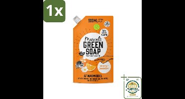 1 x Marcel's Green Soap - Navulling - Afwasmiddel - Sinaasappel & Jasmijn - Plantaardig & duurzaam - 500 ml- Navulverpakking Afwasmiddel - Plantaardig Afwasmiddel - Duurzaam Afwasmiddel - Afwasmiddel Sinaasappel Jasmijn - Afwasmiddel 500 Ml