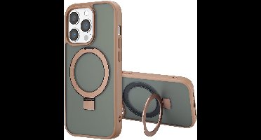 Accezz Hoesje - Geschikt voor Apple iPhone 14 Pro Max - Ring Stand Backcover geschikt voor MagSafe - Bruin