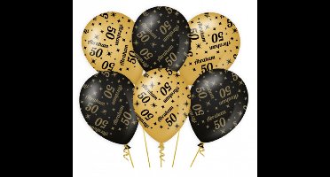 Classy Party Balloons Abraham/50 jaar feest 6x stuks - zwart/goud - 30 cm