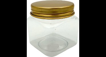 Daily Style – Plastic Potjes – Vierkant – Met Gouden Deksel – 5x5x5 cm – 12 stuks – Geschenkverpakking