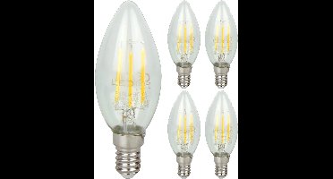 LED line LITE LED Filament Kaarslamp C35 E14 - 4W (vervangt 40W) - 480lm - Ø35mm - 230V - Energiezuinig - 5 stuks