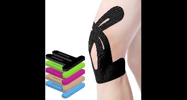 BOTC PreCut Kinesiologietape voor knieën - 10stuks waterdichte Knietape - Verlichting van kniepijn - Katoenen Hypoallergeen-Zwart