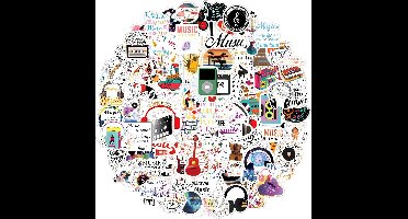100 stuks muziekstickers - Grappige en motiverende stickers voor kinderen - Waterdicht en esthetisch voor waterflessen, laptops en skateboards