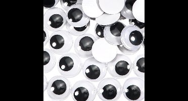 100 stuks Zelfklevende Wiebelogen Rond Zwart Wit 40 mm Kunststof Ogen voor Scrapbooking en Kunsthandwerk - Googly Eyes Accessoires met Lijm - Creatieve Hobby Benodigdheden